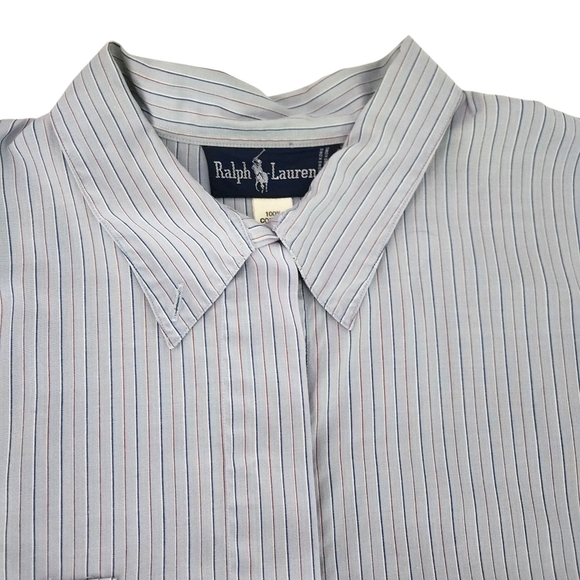 POLO RALPH LAUREN Blue Label Striped Cotton Loop-Collar Shirt women’s 10 - Picture 5 of 14